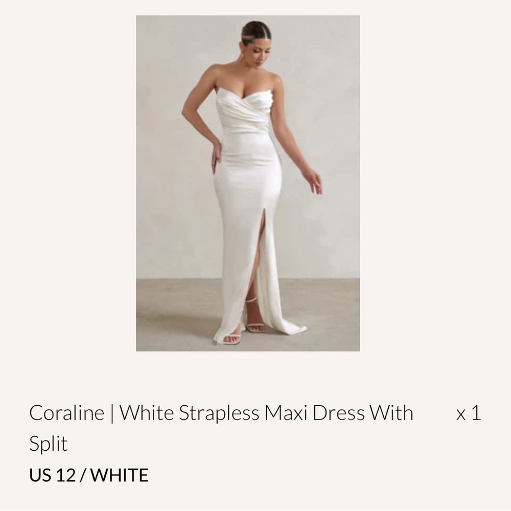 White Strapless Slit Maxi Gown for Brides